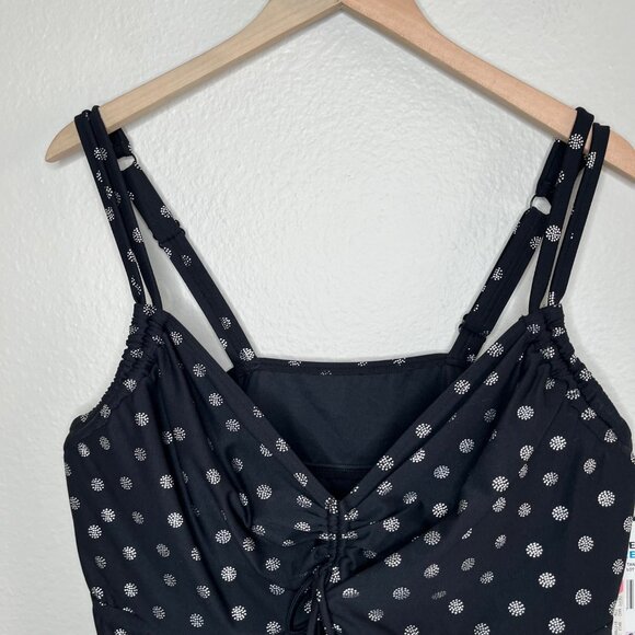 Coco Reef Womens Plus Size 22W/44DD Navy Polka Dot Tankini Top Swimsuit - Picture 3 of 9